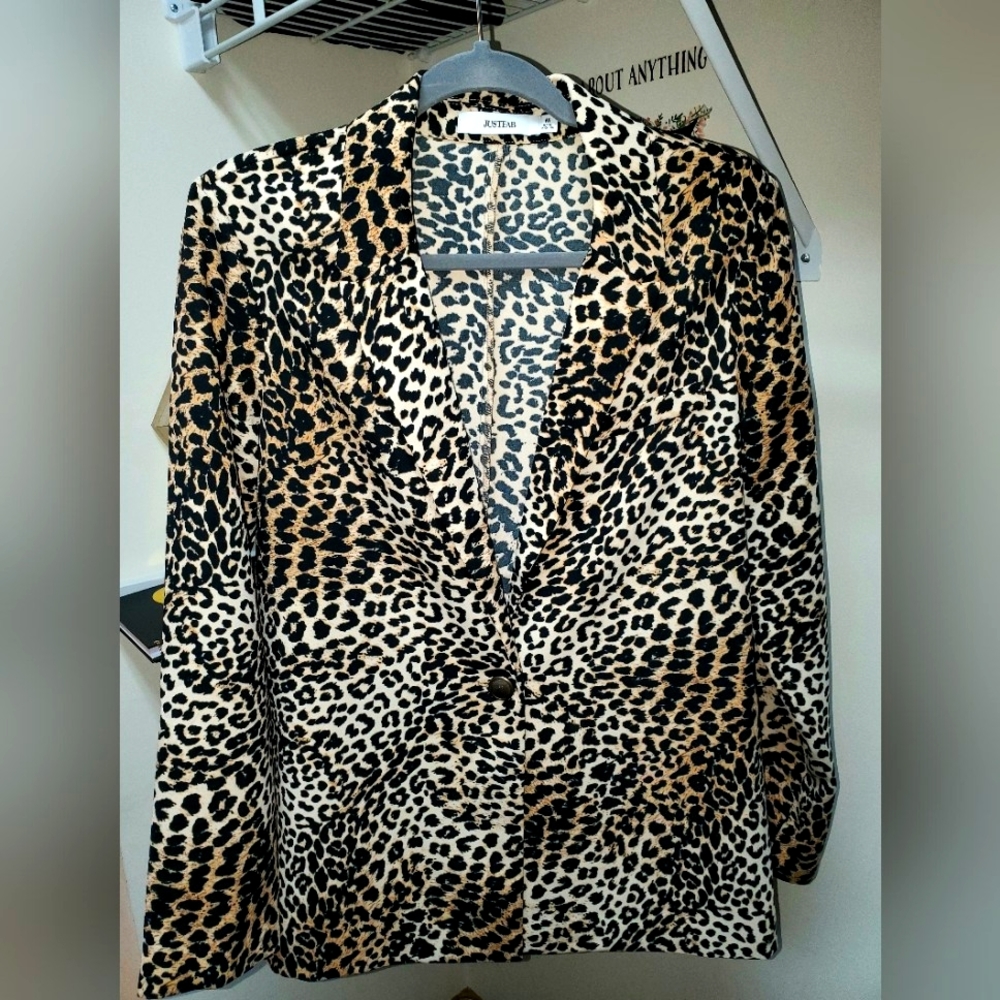 Leopard print blazer.